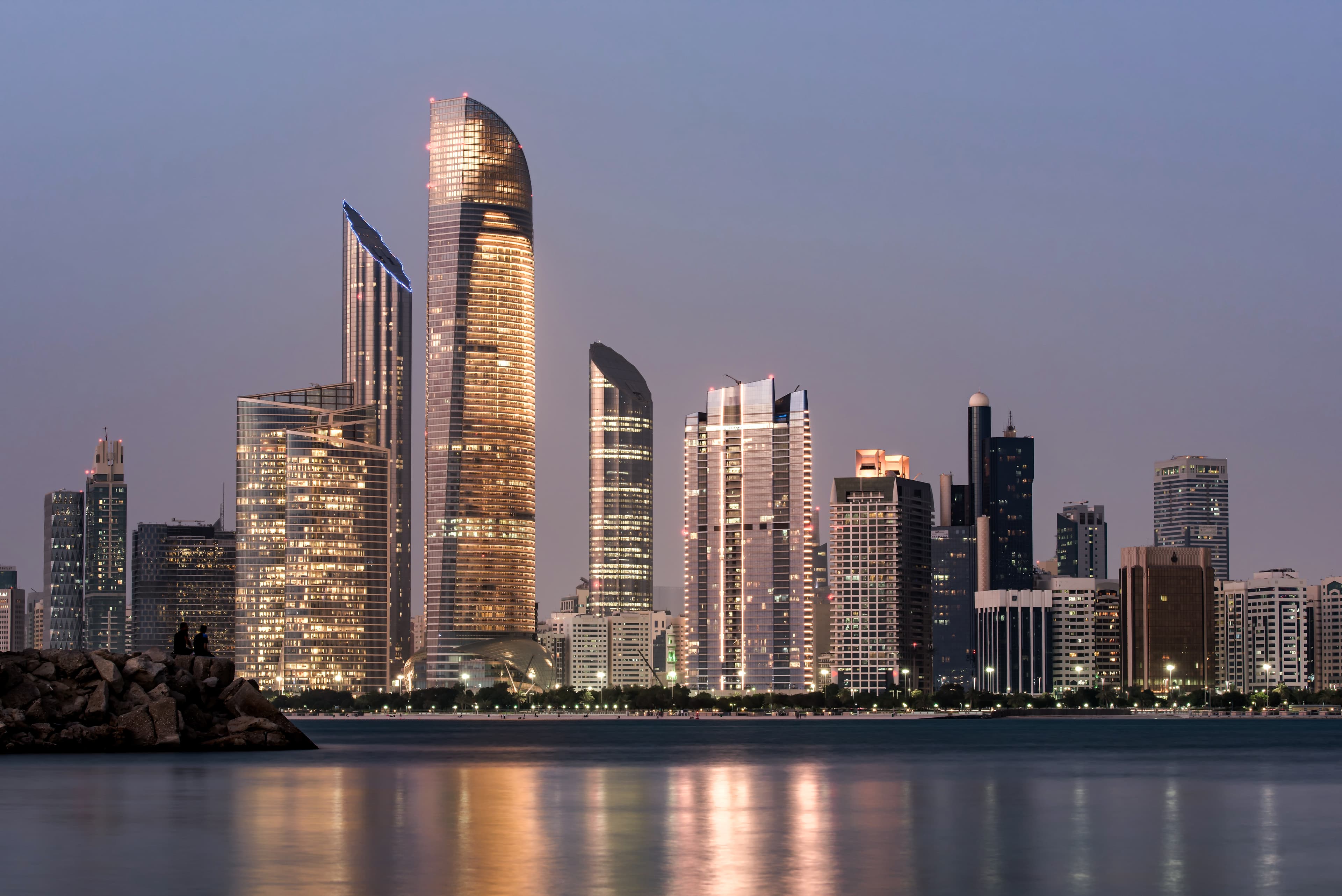 Abu Dhabi seascape with skyscrapers